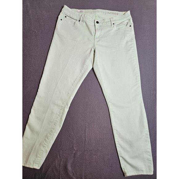 Gap Jeans Womens 14R 1969 Always Skinny Green Light Wash Mid Rise - Picture 1 of 9